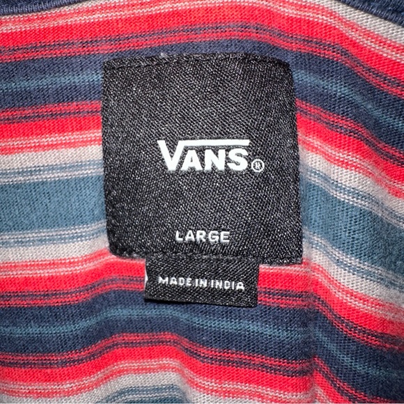 Vans Striped Red Blue Men's T-Shirt - Picture 4 of 4